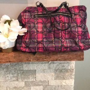 Coach Sparkle Plaid Large Tote